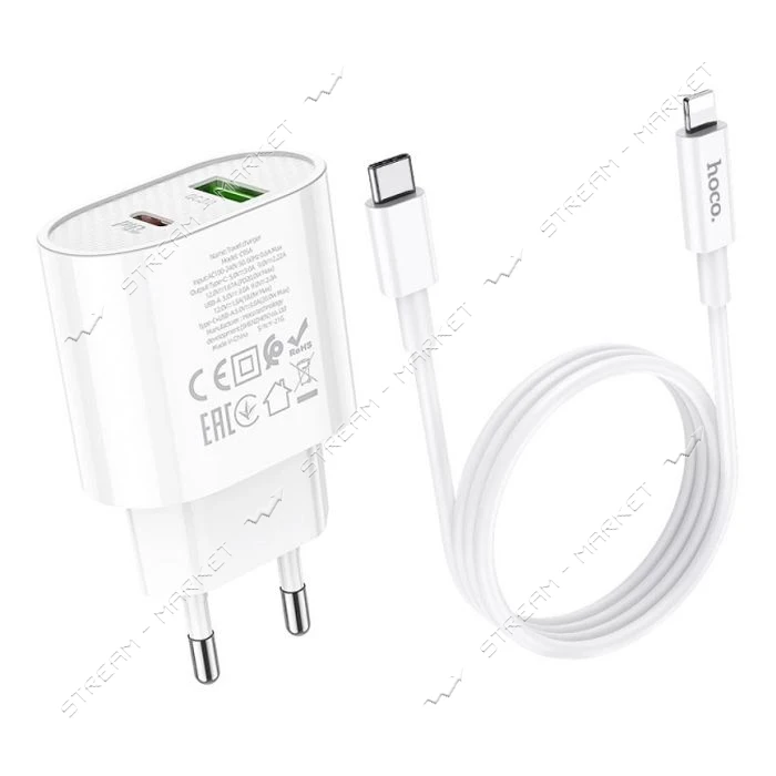 Сетевое зарядное устройство Hoco C95A Lineal PD20W плюс QC3.0 Charger Set белое                     