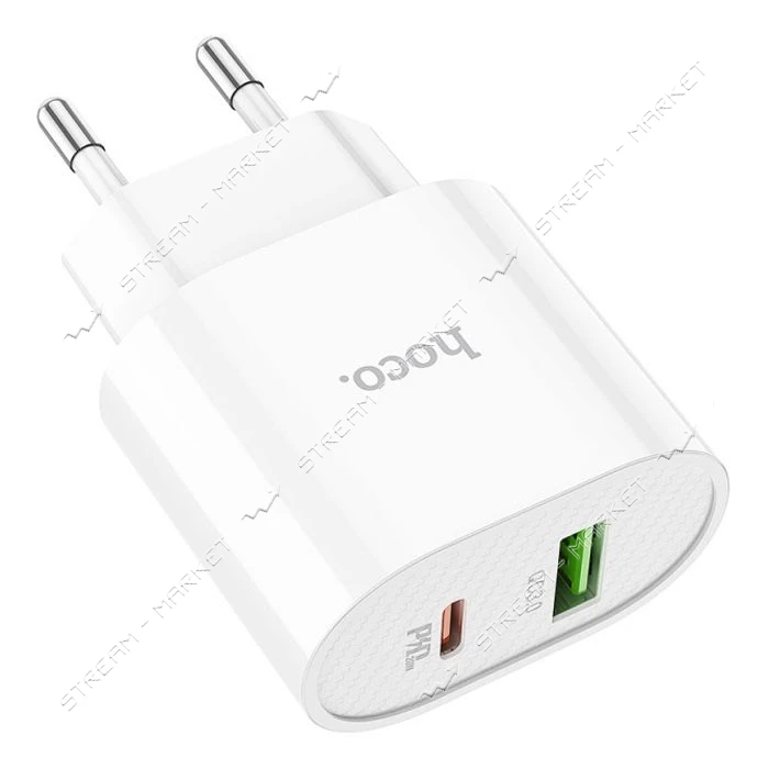 Сетевое зарядное устройство Hoco C95A Lineal PD20W плюс QC3.0 charger белое                         