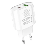 Сетевое зарядное устройство Hoco C95A Lineal PD20W плюс QC3.0 charger белое                         