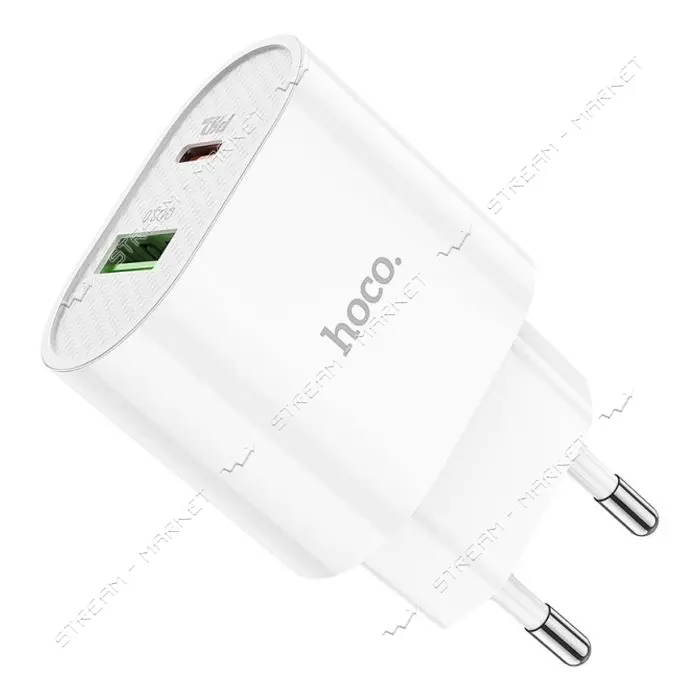 Сетевое зарядное устройство Hoco C95A Lineal PD20W плюс QC3.0 charger белое                         