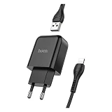 Сетевое зарядное устройство Hoco N2 Vigour single port charger Lightning черное                     