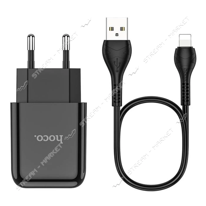 Сетевое зарядное устройство Hoco N2 Vigour single port charger Lightning черное                     