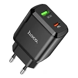 Сетевое зарядное устройство Hoco N5 Favor dual port PD20W плюс QC3.0 charger черное