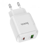 Сетевое зарядное устройство Hoco N5 Favor dual port PD20W плюс QC3.0 charger белое
