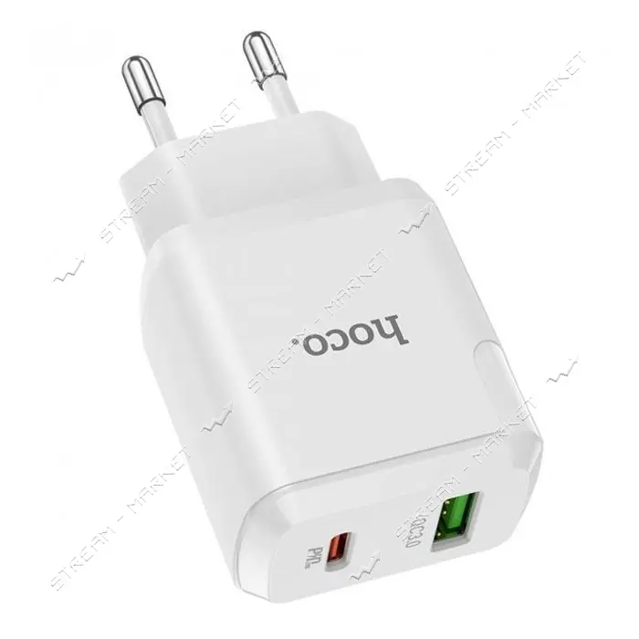 Сетевое зарядное устройство Hoco N5 Favor dual port PD20W плюс QC3.0 charger белое