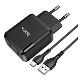 Сетевое зарядное устройство Hoco N7 Speedy dual port charger set Type-C черное