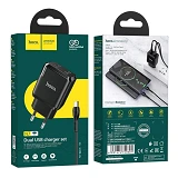 Сетевое зарядное устройство Hoco N7 Speedy dual port charger set Type-C черное
