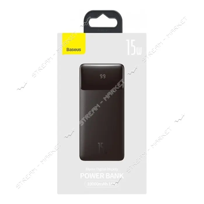 Портативное зарядное устройство Baseus Bipow Digital Display 15W 2USB 10000mAh черное