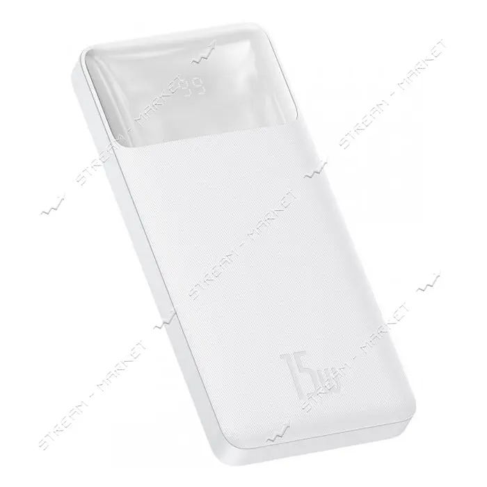 Портативное зарядное устройство Baseus Bipow Digital Display 15W 2USB 10000mAh белое