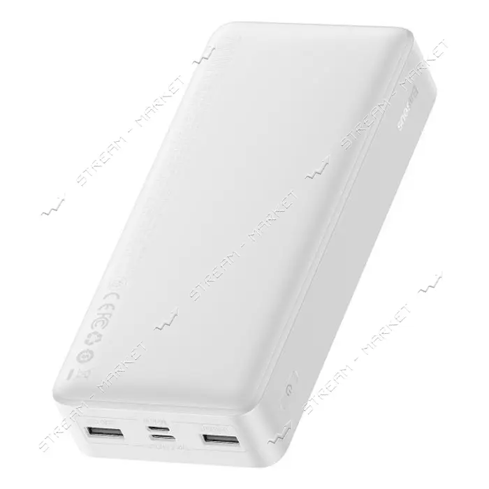 Портативное зарядное устройство Baseus Bipow Digital Display 15W 2USB 20000mAh белое