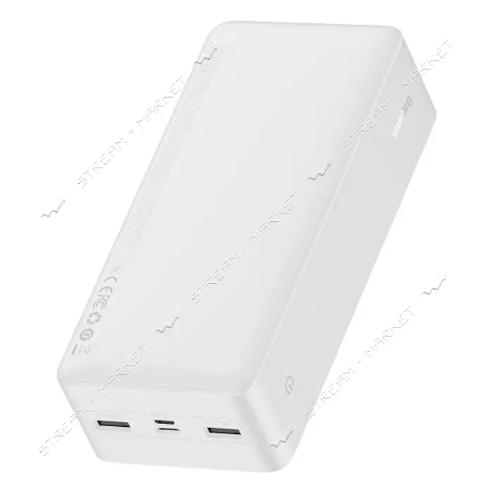 Портативное зарядное устройство Baseus Bipow Digital Display 15W 2USB 30000mAh белое                