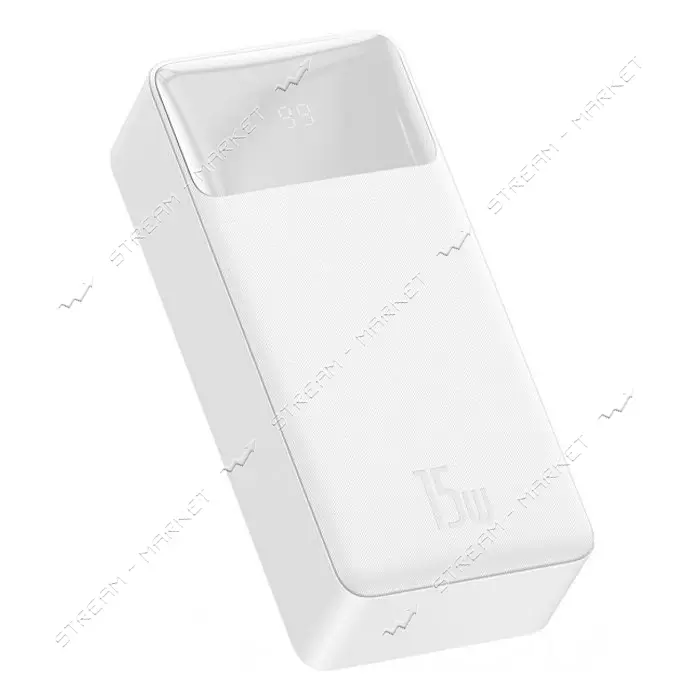 Портативное зарядное устройство Baseus Bipow Digital Display 15W 2USB 30000mAh белое                