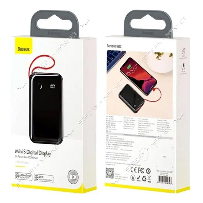 Портативное зарядное устройство Baseus Mini S Digital Display 3A 10000mAh черное                    