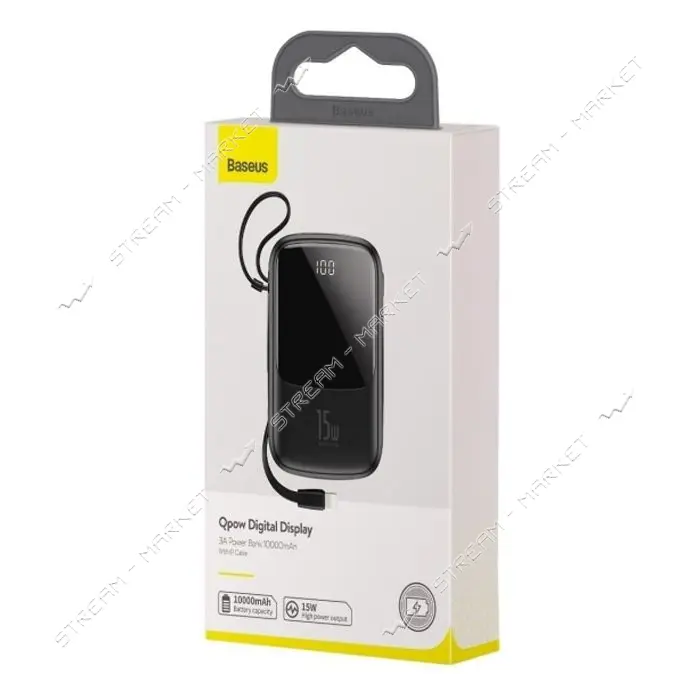 Портативное зарядное устройство Baseus Q pow Digital Display 3A 10000mAh черное