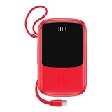 Портативное зарядное устройство Baseus Q pow Digital Display 3A Type-C Cable 10000mAh красное