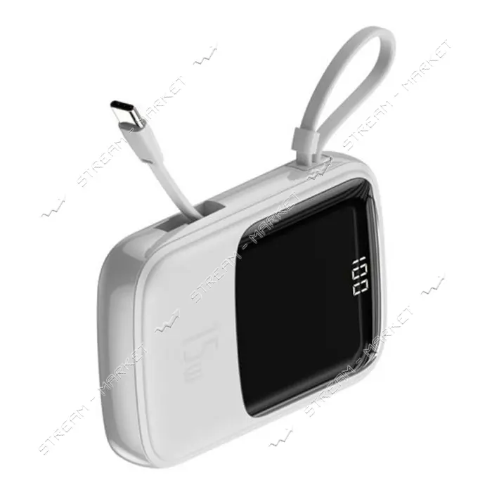 Портативное зарядное устройство Baseus Q pow Digital Display 3A Type-C Cable 10000mAh белое         