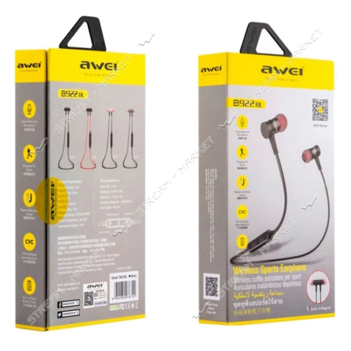 Bluetooth Наушники Awei  В922BL Sport черные                                                        