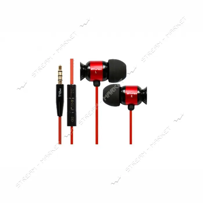 Проводные наушники Awei T10Vi черно-красные
