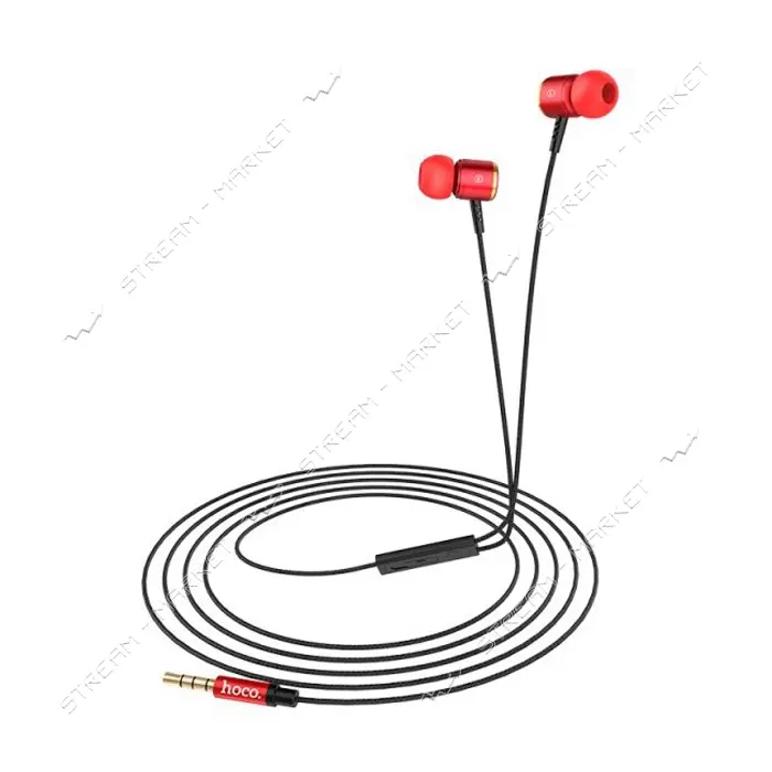 Наушники проводные Hoco M42 Ice rhyme wire control черно-красные                                    