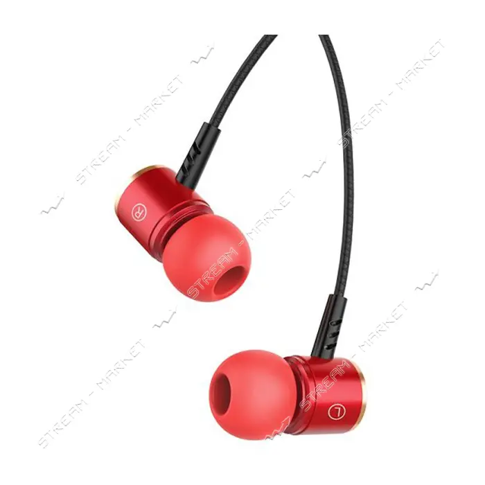 Наушники проводные Hoco M42 Ice rhyme wire control черно-красные                                    