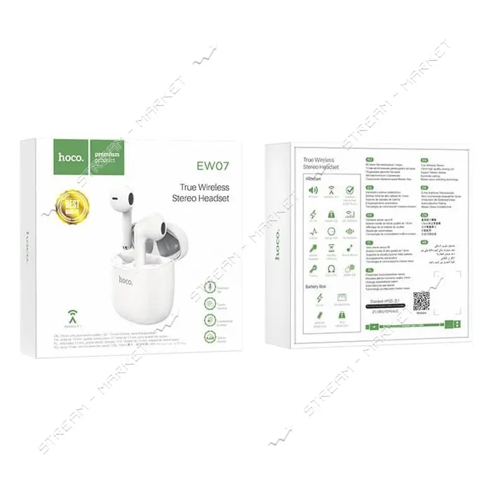 Bluetooth Наушники Hoco EW07 Leader true белые                                                      