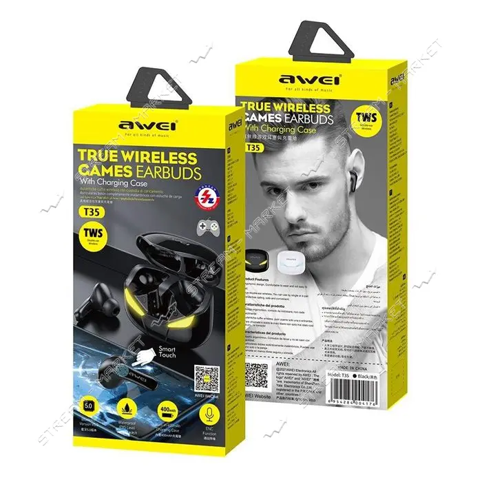 Bluetooth Наушники Awei T35 gaming черные                                                           