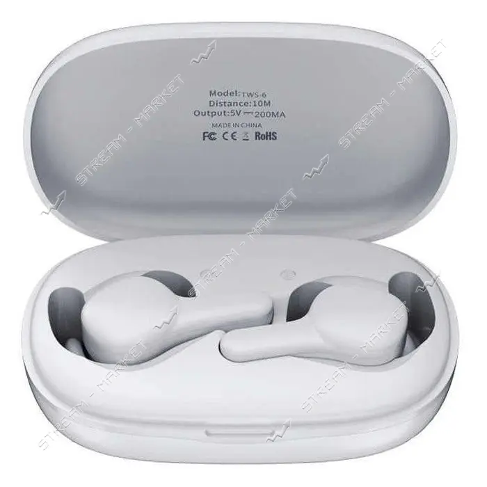 Bluetooth Наушники Remax TWS-6 белые                                                                