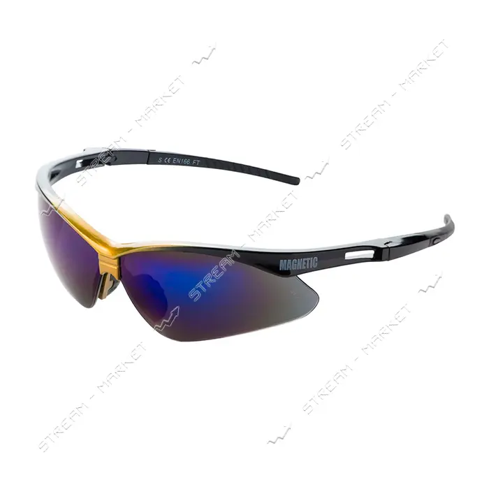 Очки защитные Magnetic anti-scratch Sigma 9410391 синее зеркало цветная оправа