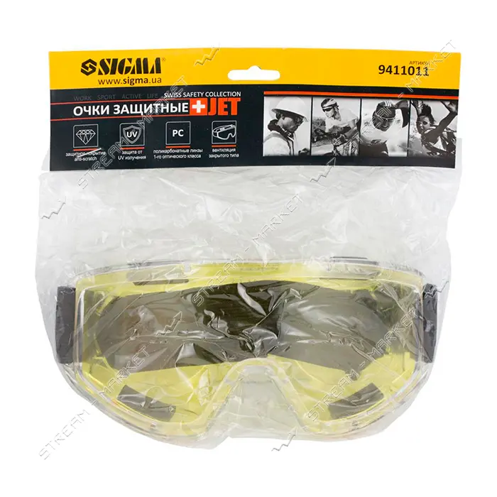 Очки защитные закрытые Sigma 9411011 Jet anti-scratch желтые                                        