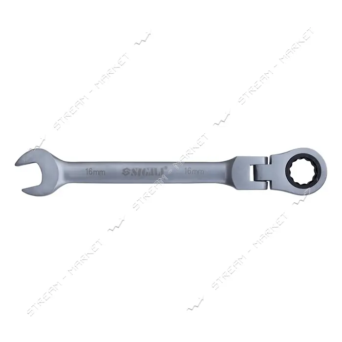 Ключ рожково-накидной трещоточный Sigma 6022661 с шарниром 16мм CrV SATINE
