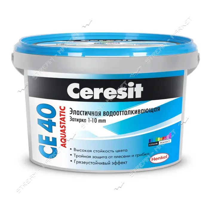 Затирка для швов водостойкая Ceresit CE 40 Aquastatic до 6мм 2кг 67 киви