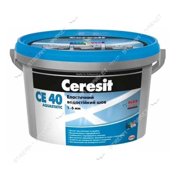 Затирка для швов водостойкая Ceresit CE 40 Aquastatic до 6мм 2кг 79 светло-голубая