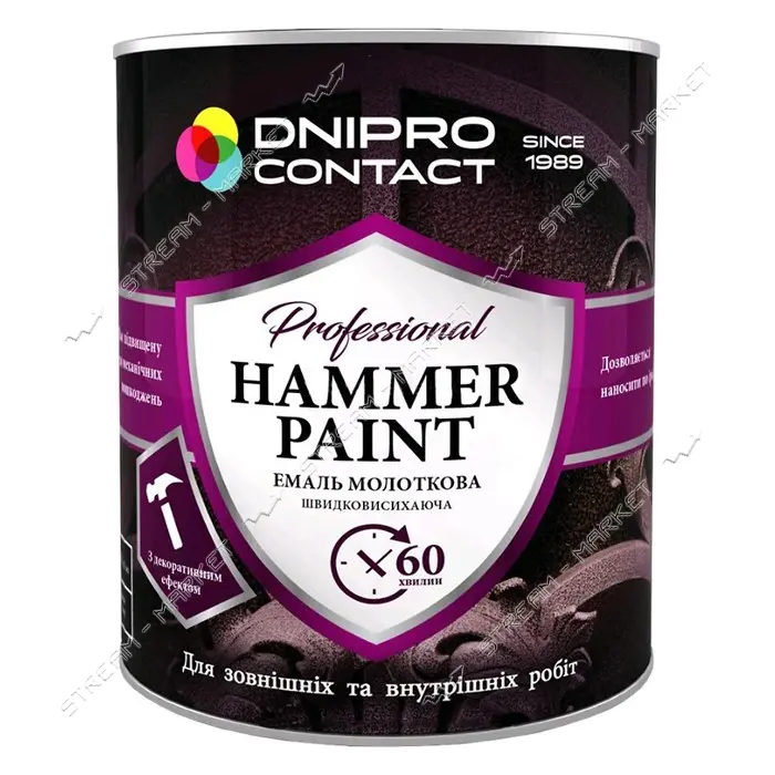 Эмаль молотковая антикоррозионная Днепр-Контакт Hammer Paint 2л малахит