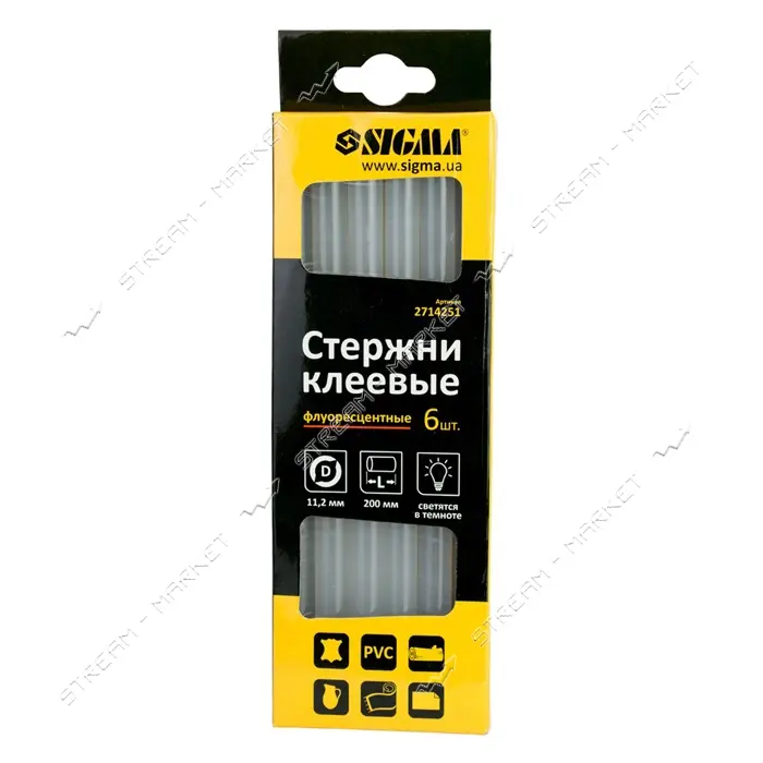 Стержни клеевые Sigma 2714251 11.2х200мм 6шт флуоресцентные                                         