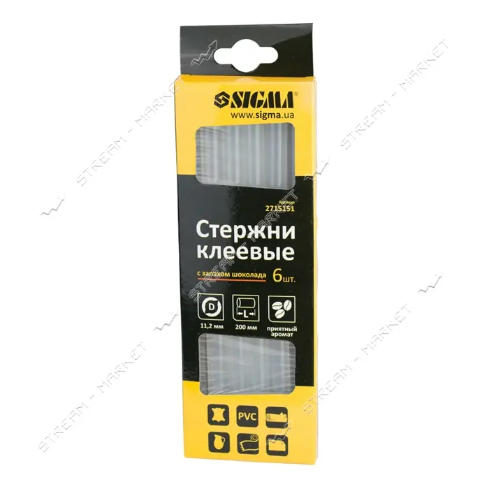 Стержни клеевые Sigma 2715151 11.2х200мм 6шт запах  шоколада                                        