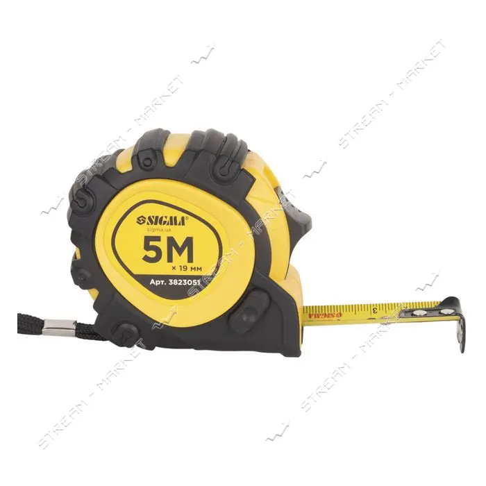 Рулетка магнитная Sigma 3823051 фиксатор плюс тормоз 5м 19мм