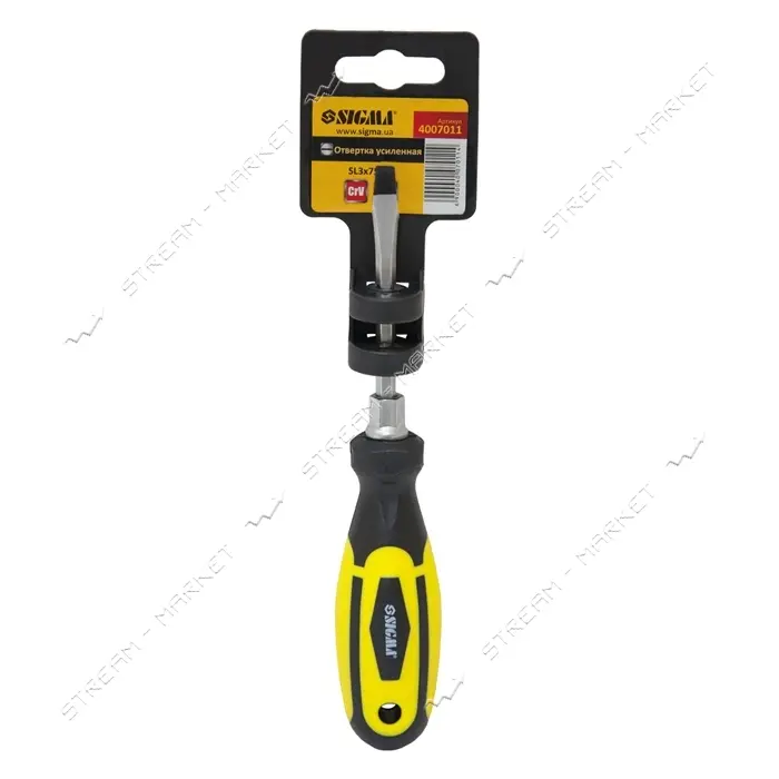 Отвертка усиленная шлицевая Sigma 4007011 SL 3х75мм под ключ CrV                                    