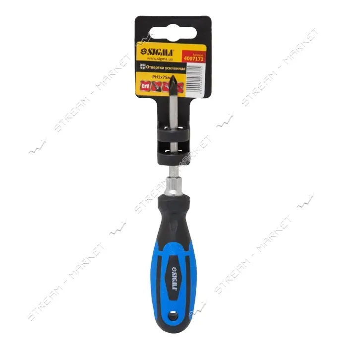 Отвертка усиленная крестовая Sigma 4007171 SL 1х75мм под ключ CrV                                   