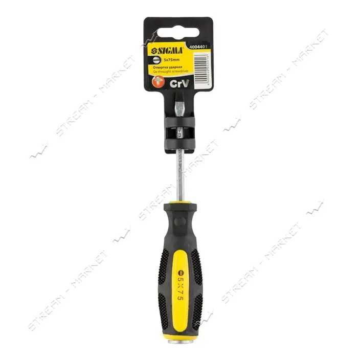 Отвертка ударная шлицевая Sigma 4004401 SL 5х75мм под ключ CrV