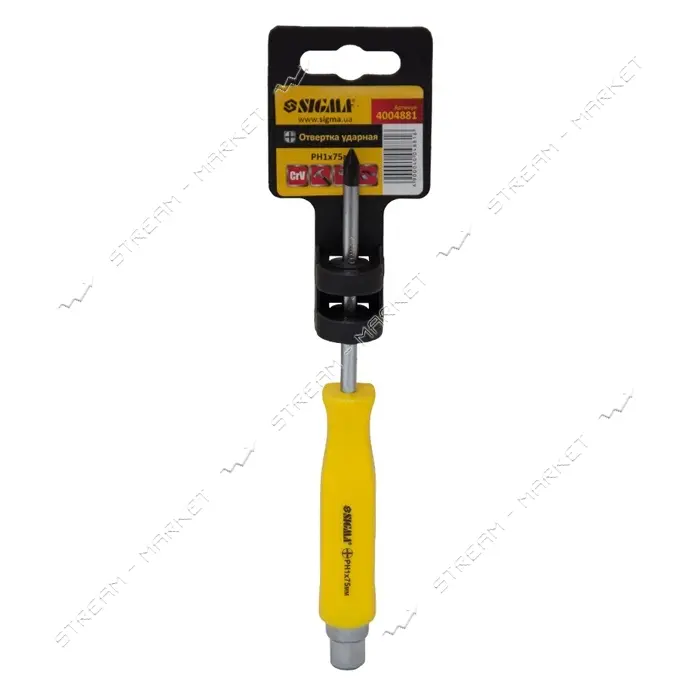 Отвертка ударная крестовая Sigma 4004881 PH 1х75мм под ключ CrV                                     