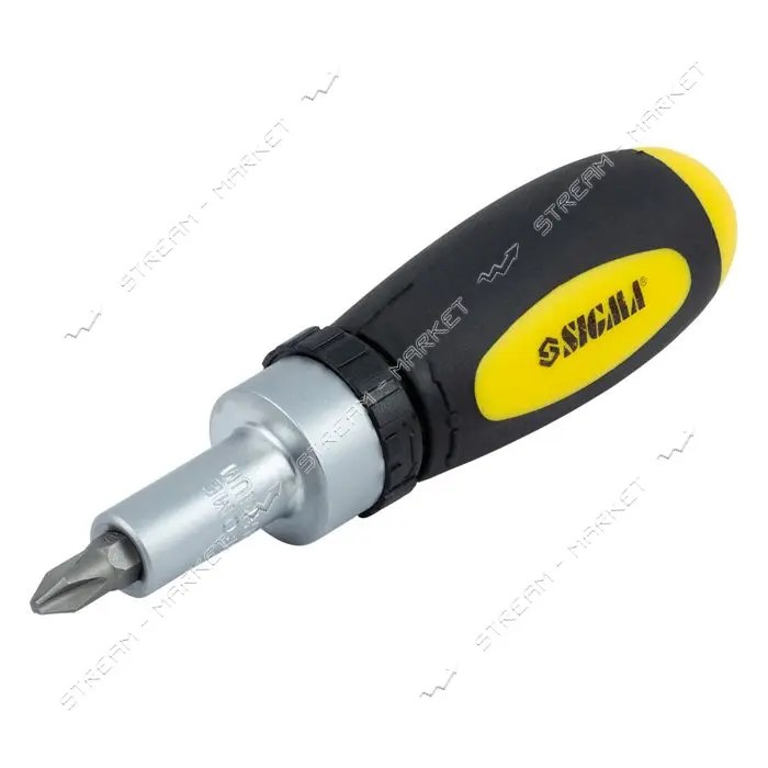Отвертка с реверсом Sigma 4002511 плюс насадки торцевые и биты 1/4" 36шт CrV пластиковый кейс       