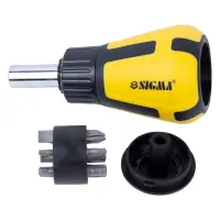 Отвертка с реверсом и двухсторонними битами Sigma 4001901 6 в 1 CrV                                 