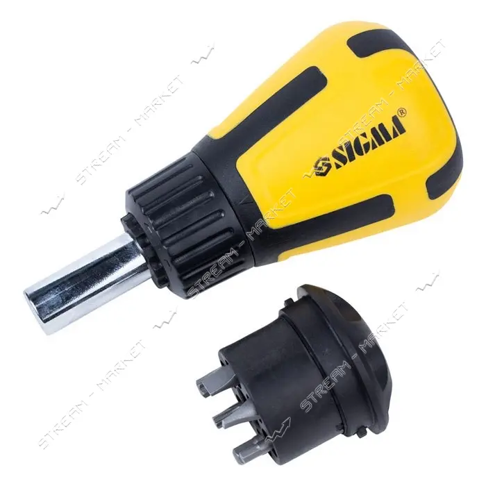 Отвертка с реверсом и двухсторонними битами Sigma 4001901 6 в 1 CrV                                 