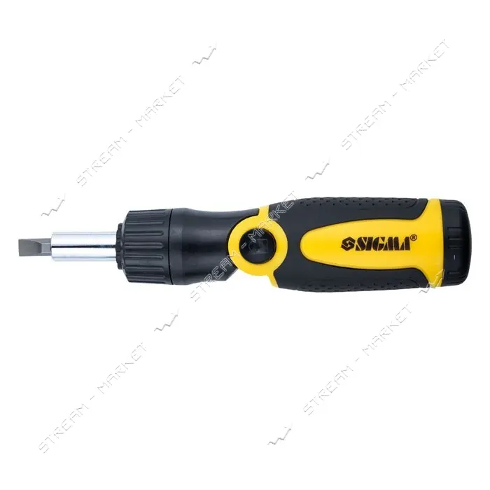 Отвертка с реверсом ломаная Sigma 4001961 плюс биты 12шт CrV