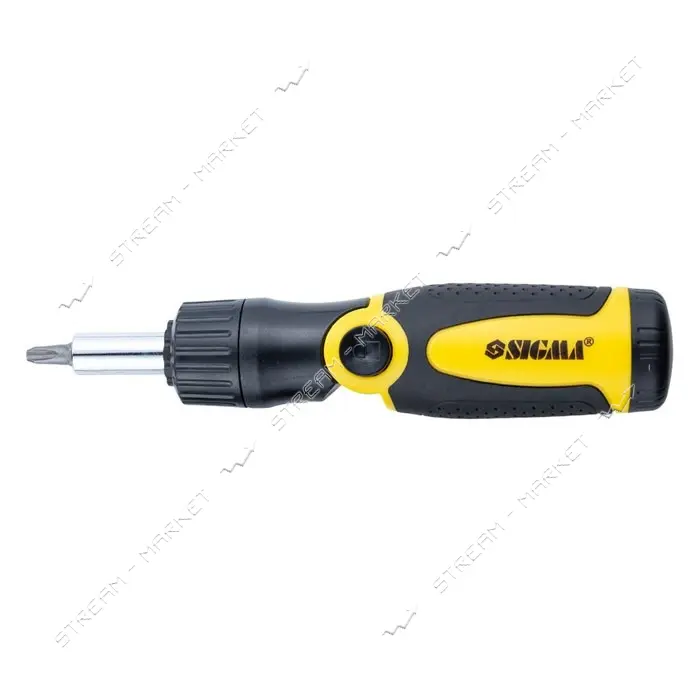 Отвертка с реверсом ломаная Sigma 4001961 плюс биты 12шт CrV