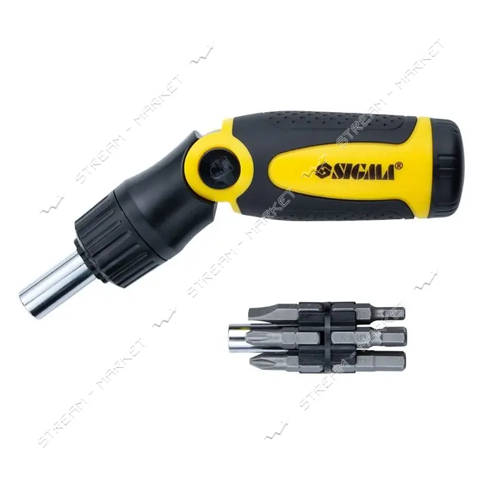 Отвертка с реверсом ломаная Sigma 4001961 плюс биты 12шт CrV