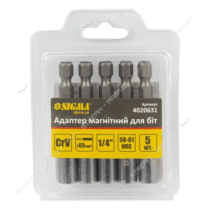 Адаптер магнитный для бит Sigma 4020631 1/4" 5шт CrV блистер                                        