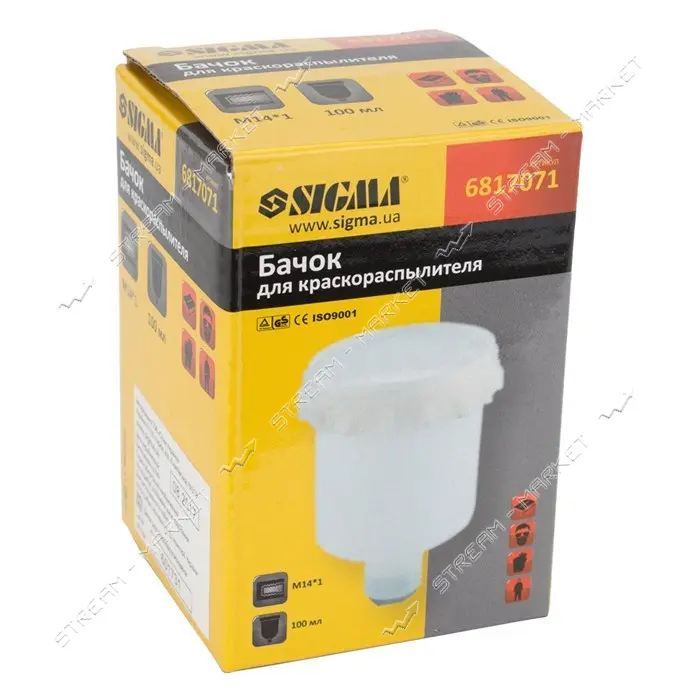 Бачок верхний для краскораспылителя Sigma 6817071 100мл FT M14х1