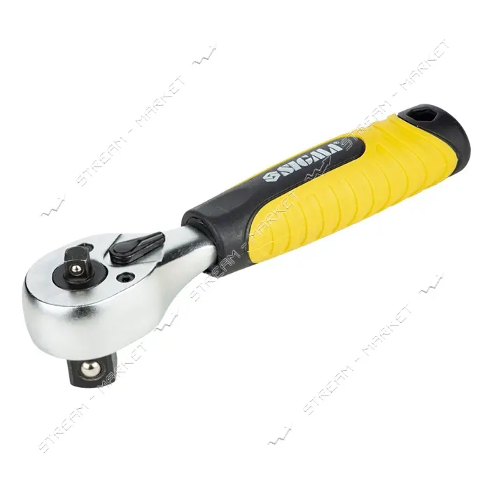 Ключ-трещотка Sigma 6050251 двухсторонняя укороченая 1/4''-1/2' 145мм  72Т CrV                      