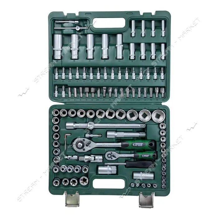 Набор насадок торцевых и биты Grad 6004575 1/4" 1/2" 108шт 12 граней CrV                            